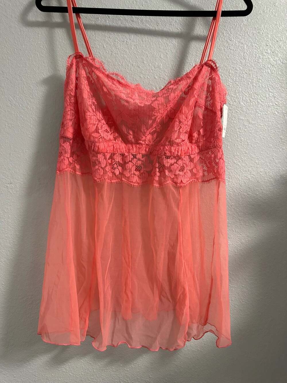 Auden Women's Straight Neck Lingerie Babydoll Slip Dress Coral XXL